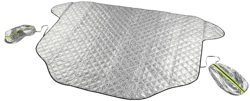 WALSER Premium Protection de Pare-Brise avec Couverture de rétroviseur latéral, Couverture de Pare-Brise 147x120 cm, Pare-Brise de Protection Solaire