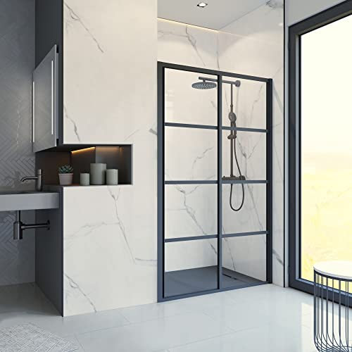 Schulte Sunny Duschschiebetür, 120 x 195 cm, mit schwarzen Profilen, 5mm transparentes Sicherheitsglas
