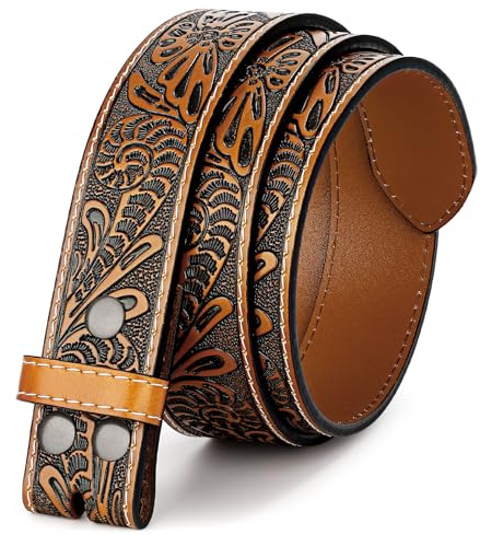 BELTROAD Cintura in pelle western, cinturino per uomo e donna, cowboy e cowgirl, cinturone in pelle da uomo per jeans, regali di compleanno e Natale, 02 marrone., Passend zur Taille：119cm -126cm