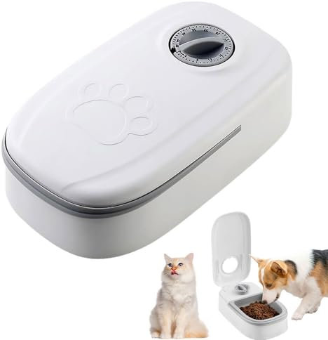 ZOYDP Automatic Cat Feeder 350ml, Cat Automatic Feeder with Timer 48 Hours, cat Food Dispenser for Wet and Dry Food, automatic Pet Feeder Station for Cats and Dogs