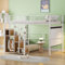MYBOO Kinderbett Hochbett 140x200, Metallbett Eisenbett mit Rausfallschutz und Lattenrost, Sicherheitsleiter mit Ablagefläche, Etagenbett Jugendbett Funktionsbett Eisenrahmenbett, ohne Matratze, Weiß