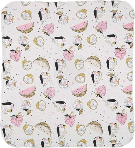 IGI Natur Babybekleidung Tapis d'éveil Bio - 85 x 100 cm - Certifié GOTS - Cubic Fruits, Blanc., Taille Unique
