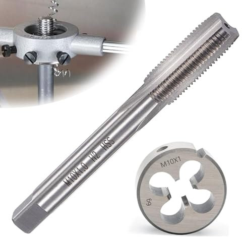 M10 X 1 Metrisch Gewindeschneider,Tadpolez Gewindeschneideisen M10 x 1.0mm,HSS Gewindebohrer Schneideisen,Handgewindebohrer Feingewinde,Gerade Geriffelt Gewindeschneider