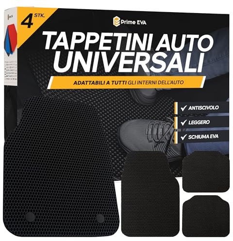 Prime EVA ® Fussmatten Auto Universal - Fußmatten Auto, Zuschneidbare Auto Fußmatten, Hochwertigere Automatten als Gummimatten Auto, Gummi Fussmatten Auto, Gummifußmatten Auto, Auto Teppiche, Schwarz