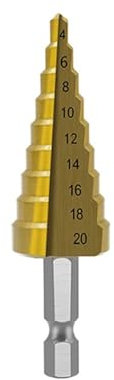 Step Drill Bits,High Speed Steel Step Drill Bits Set,4-20mm 9 Step Cone Cutter,HSS Hexagonal Shank Hole Saw Drill Bits