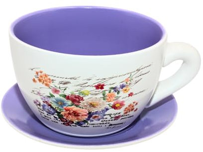 Dekohelden24 Pot de Fleurs avec poignée en céramique, Motif de lys, 20 x 15 x 12 cm (L x l x H).