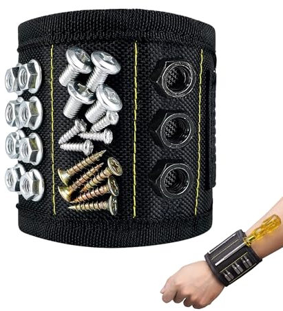 Magnetisches Armband Schrauben, Magnetarmband Herren Handwerker zum Halten von Nägeln, Bohrern. Werkzeugaufbewahrung mit Magneten für Heim, Heimwerken, Schreinerei, Reparatur, Mechanik