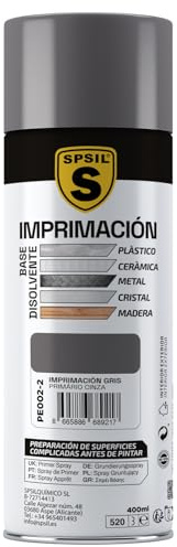 SPSIL Pintura Imprimación en Spray Gris 400ml - Mejora la Adherencia de la pintura - Aplicación fácil y precisa - Secado Rápido