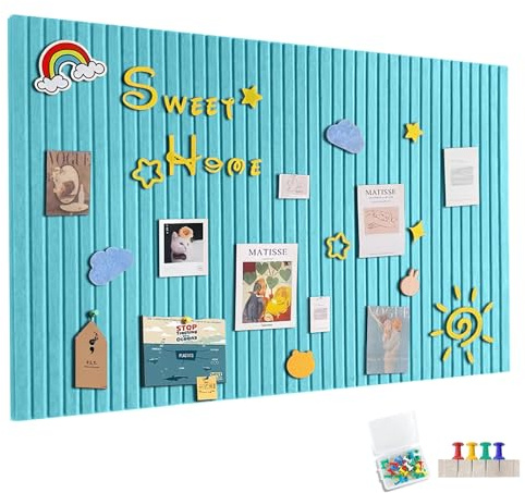 Gran tablón de notas de fieltro autoadhesivo, 60 x 40 cm, tablón decorativo de fieltro, 0,9 cm de grosor, panel fotográfico plegable, tablón de notas, tablón boletín, decoración mural para oficina