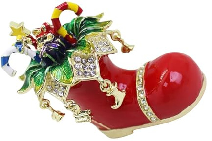 Elegante caja esmaltada con forma de bota de Navidad, práctica solución de almacenamiento decorativa para fiestas, regalos y festivales, solución de almacenamiento de adornos de Navidad