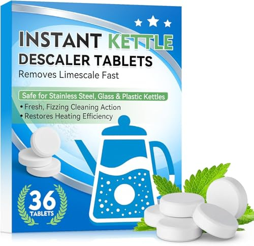 Kettle Descaler Tablets, 36 Pack Limescale Remover, Water Bottle Cleaning Tablets, All Purpose descaler for Kettles Tablets, Powerful Kettle Cleaner, Descaler for Kettles, Irons, Coffee Machines