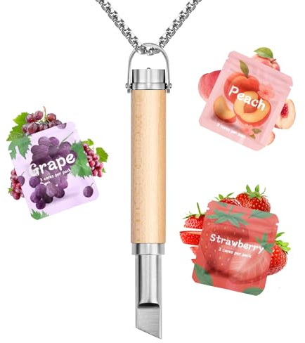 CARITATE Catena respiratoria con filtro di resistenza regolabile, mix di frutta, filtro di sapore, inalatore portatile con aromaterapia, esperienza rilassante, legno nero, argento