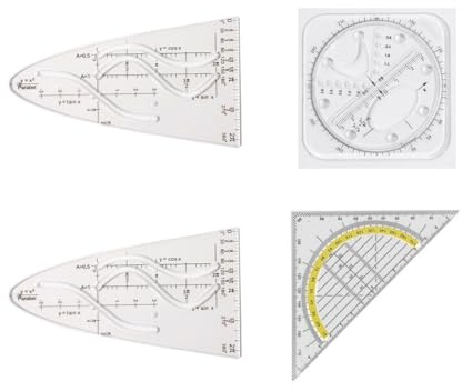 ZWWOGE Set di 4 Template per Funzioni Trigonometriche, Righe da Disegno per Scuola Primaria e Goniometri, Sagoma Curve, Sagoma Parabola, Righe Flessibili, per Studenti, Insegnanti, Uffici e Designer