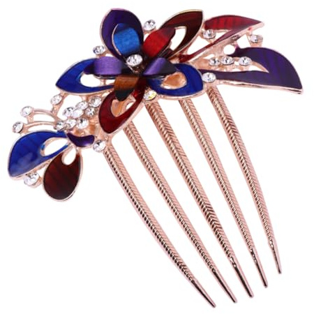 Cabilock Peigne à Cheveux Mariage Fleur Strass Coloré Accessoire Chic pour Coiffure de Mariée Ornement Élégant pour Femmes Ornement de Tête Décoratif pour Fête et Cérémonie