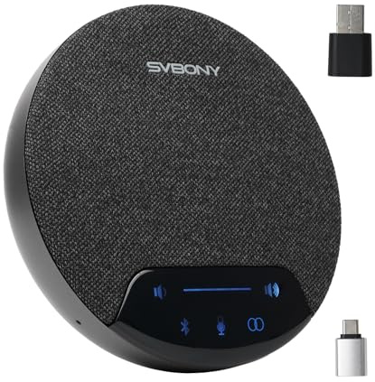 SVBONY SVN O1 Microphone de Conférence à Deux Canaux avec Réduction de Bruit 3A+AI, 4 mic pour Une Captation Vocale à 360°, 3 Interfaces Plug-&-Play, adaptés aux Conférence de Taille Moyenne à Grande