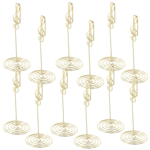 Veemoon Lot de 12 Supports de Cartes de Table Dorés en Forme de Note de Musique, Supports Verticaux Multifonctions pour Marque-Places, Porte-Photos et Mémos, Accessoires Mariage