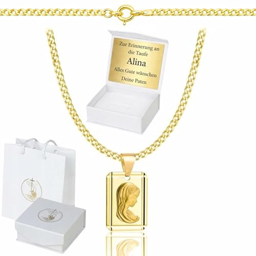 ZELYA Cadena de oro con cruz chapada en oro 925/585 de 14 quilates, cadena de eslabones para niñas y niños, cadena de comunión con cruz, cadena infantil para comunión y bautizo, caja de regalo con