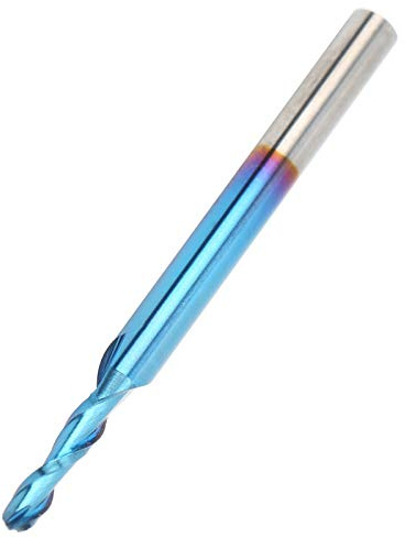 Fresa a Sfera in Acciaio al Tungsteno, Rivestimento Blu, 3,175x2x10mm - Alta Durezza e Resistenza, Ideale per Incisione 3D e Lavorazioni Complesse