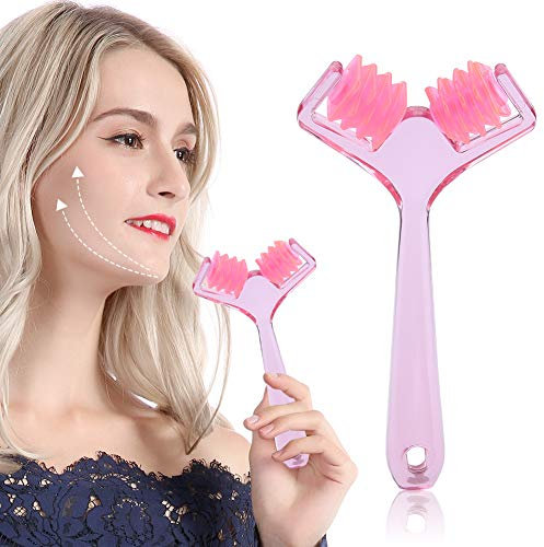 3D Massage Roller für Gesicht Abnehmen, Gesicht Massagegerät mit V-förmigen für Gesichts-Toning, Anti Cellulite Anti-Aging Hautstraffung Gesicht schlanker Massageroller