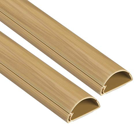 D-Line 1D3015O-2PK Mini Kabelkanal Selbstklebender, Halbrunde Kabelführungen, Kabelleiste - 2x 30mm (B) x 15mm (H) x 1-Meter Länge - Eichenholz-Effekt