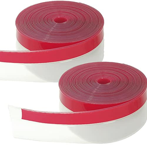 Brandzini Clear Weather Stripping Tape, Door Draft Seal Silicone Strip. Enhanced with Thicker Strip and Stronger Adhesive Tape Backing. (Transparent, 10M Total, 2 Packs)