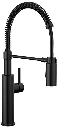 Delta Antoni Pro Style Commercial Kitchen Faucet with Pull Down Sprayer, Single Hole Matte Black Kitchen Sink Faucet, Single Handle, Matte Black 18803-BL-DST