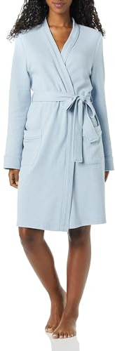 Amazon Essentials Robe de Chambre Mi-longue Gaufrée et Légère (Disponible en Grande Taille) Femme, Bleu Grisé, L