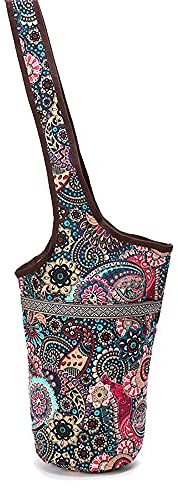Shiwaki Sac de Tapis de Yoga avec Poche de Grande Taille et Poche à glissière,Convient à la Plupart des Tapis de Taille Yoga,Sacs de Yoga et transporteurs pour Femmes - Motif de Fleurs de cajou