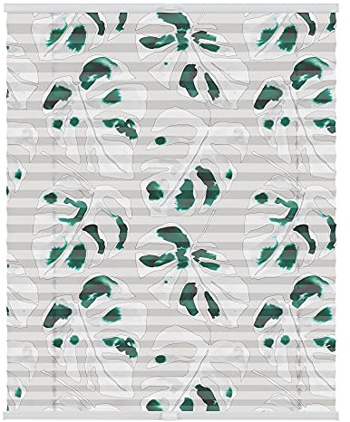 Lichtblick Plissee Klemmfix mit Motiv, ohne Bohren, Verspannt, Blickdicht, Lichtdruchlässig, Made in Germany, Julia Schumacher, Monstera - Grün 80 x 130 cm (B x L)