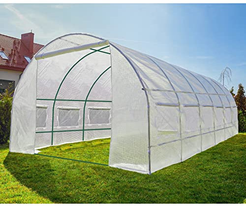 Gewächshaus Foliengewächshaus Groß Draussen Garten Gewächshaus Poly Tunnel mit Heavy Duty Stahlrahmen, 2m/3m/4m/5m/6m lang Winter Pflanzengarten-Wachstumshaus Hot House, Wasserdicht
