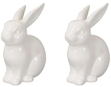 Posiwio putziger Osterhase als Tischdeko Porzellan weiß glänzend Preis für 2 Stück