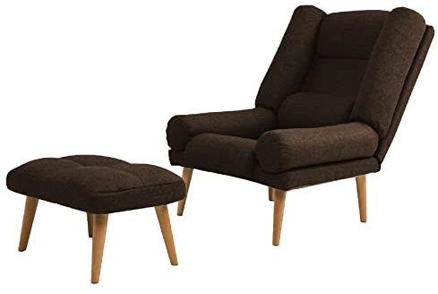 Grekpol Ohrensessel LILA - Sessel mit Hocker - Relaxsessel mit 5-Stufen-Verstellung - Sessel für Wohnzimmer - Lange Fernseh- und Leseabende. Abschalten und genießen! (Falcone Braun)