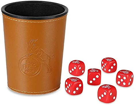 1. FC Köln Würfelbecher Logo mit 6 Würfeln Knobelbecher