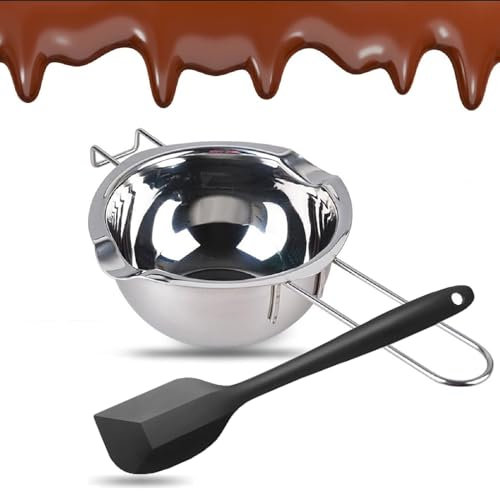 Kiuiom Bagnomaria in Acciaio Inox, Ciotola per Bagnomaria, Cioccolato Ciotola di Fusione, con 1 Spatola Pentola Fusione del Cioccolato Crogiolo per Cioccolato Cottura Pentolino Bagnomaria