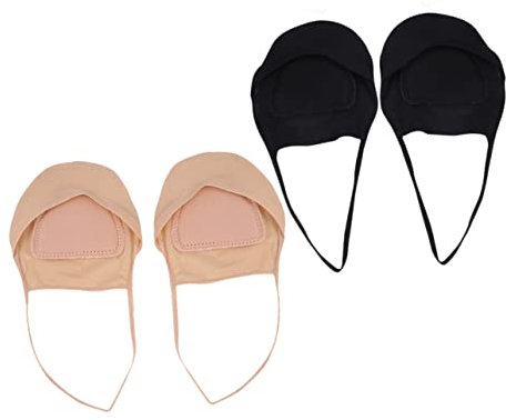 Didiseaon Invisible Sock Straps for Women 2 Pairs High Heel Cushion Liners Black and Skin Color Breathable Comfort Foot Pads for Heels and Flats