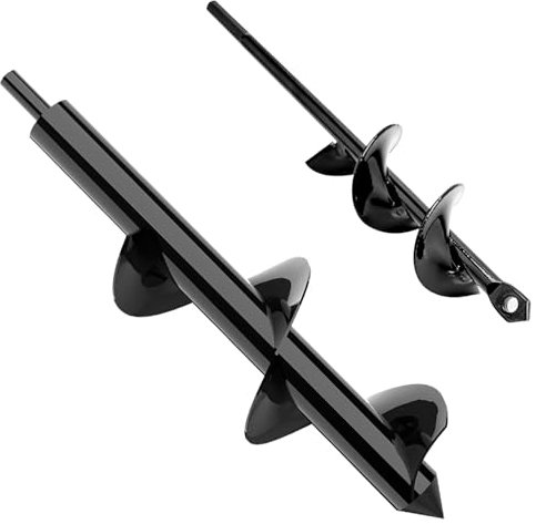 Sinirttou 2 Piezas Broca Espiral de Jardín, Broca de Barrena de Tierra, Broca de Taladro Espiral,Broca Perforadora para Plantación de Bulbos y Excavación de Agujeros(8 x 30 cm,4 x 22 cm)