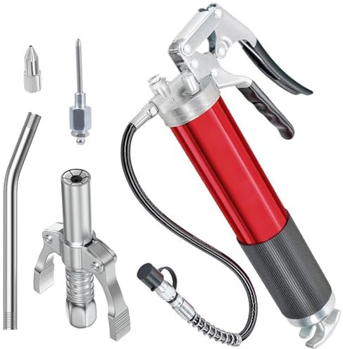 Ysislybin Pompe a Graisse, Pistolet Graisseur à Une Main Pistolet Graisseur à Levier Manuelle Heavy Duty 8000PSI, avec Tuyau Flexible, Embout Pompe à Graisse Pistolet Graisseur pour Cartouches 400G