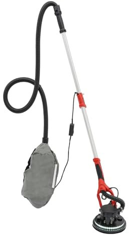 HuKaiL Lijadora para paneles de yeso, 800-1800 rpm, 6 velocidades, lijadora de pared ajustable, 1,2 – 2,2 m con disco de 255 mm, lazo LED, longitud, lijadora con aspiración, rojo