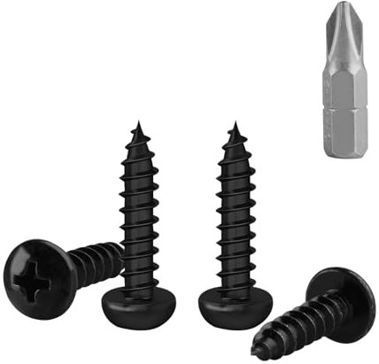 150 Pcs M4 Vis Bois Autotaraudeuses à Tête Bombée, Vis à Bois Noires, Visser Autoperceuses, Visser à Tête Ronde Cruciforme pour Meubles Métal, M4x20mm