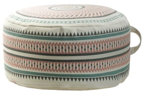 Mocofo - Funda de puf redonda no acolchada con cremallera, 45 x 45 x 20 cm, puf de lona con almacenamiento de asiento otomano, reposapiés, decoración pastel para salón, dormitorio, dormitorio infantil