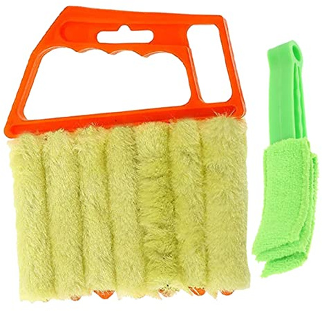 FIXOSHEE 2 Pezzi per Pulizia Tende Oscuranti e Persiane e Portatile Spazzole per Finestre e Condizionatori Strumento Riutilizzabile per Ufficio e Casa