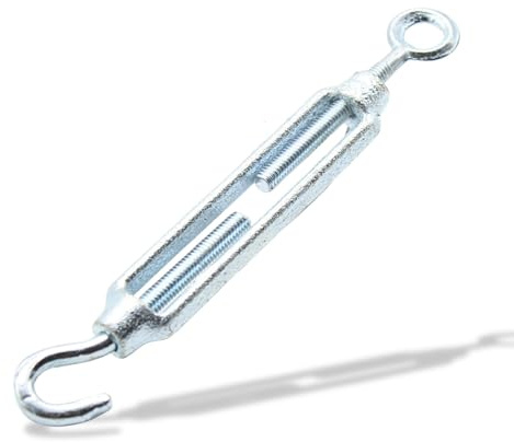 DOJA Barcelona Tenditore per Filo Acciaio Gancio e Oculare M10 Zincato - PACK 4 - Design con Tiranti per Filo Stendibiancheria e Tirante Cavo, Montaggio Facile, Alte Prestazioni, Tenditore per Corda
