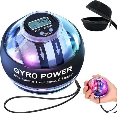 SUMMERLANGUAGE Wrist Power Gyro Ball with Counter, Curaball Torque Ball Hand Exerciser Grip Strength Trainer, Auto-Start Colorful LED Lighting