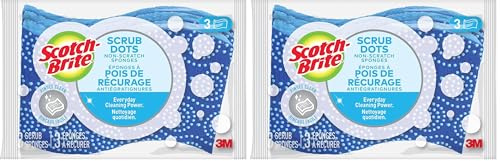 Scotch-Brite Éponge Grattante Scrub Dots pour La Cuisine - 3 Éponges par Paquet - Non rayante - pour Un Nettoyage Efficace et Protecteur (Lot de 2)
