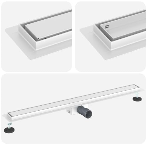 vidaXL 2 i 1 Duschavlopp Silver 100 cm Rostfritt Stål 304, Badrum, rektangulär, minimalistisk design med justerbara fötter för moderna utrymmen, enkel installation och snygga linjer