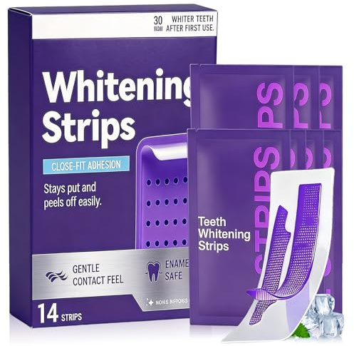 14 Piezas Tiras Blanqueadoras Moradas, Tiras Blanqueadoras Antideslizantes, Strips Profesionales De Blanqueamiento De Dientes, Para El Café Y Otras Manchas, Ilumina La Sonrisa