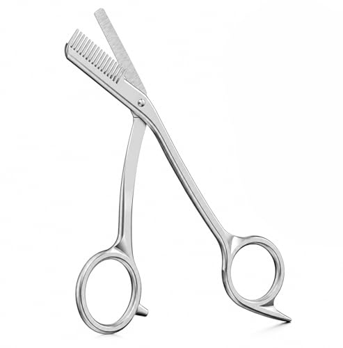 TRACOMPAN Eyebrow Scissors with Comb - Stainless Steel Dual-Function Eyebrow Trimmer for Women & Men, Precision Brow Grooming Tool