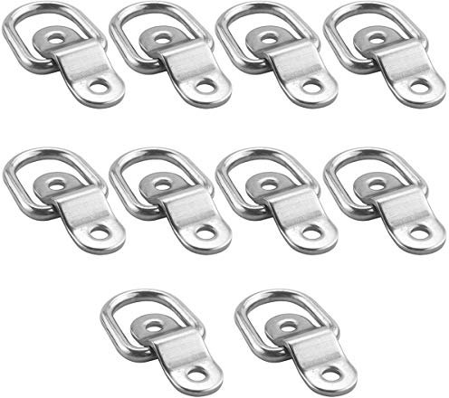 TooTaci 10pcs 1/4 D ring Tie Down Anchor Heavy Duty, 304 Stainless Steel Lashing Ring 1200bls Breaking Strength,Trailers Bracket Surface Mount D Ring Loads for Securing Cargo,Boats,Trucks,Campers