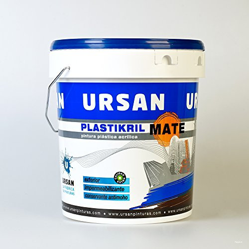 Ursan - Plastikril Mate | Pintura Blanca Exterior e Interior Mate - Para Fachadas con Alta Resistencia a Agentes Atmosféricos - 15 Litros BLANCO