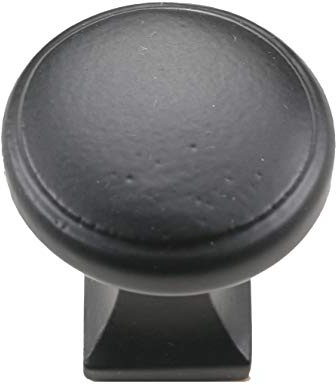 Iron Valley - 1-1/8 Round Square Cabinet Knob - Pack of (10) - Solid Cast Iron